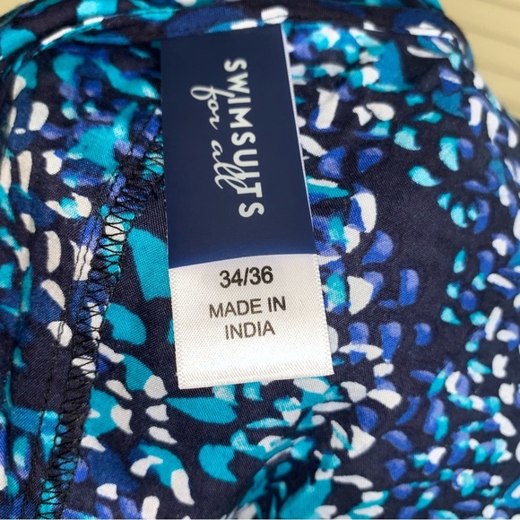 Swimsuits For All Cover Up Maxi Dress Faux Wrap Plus 34W 36W Blue Animal Dot - Picture 10 of 13